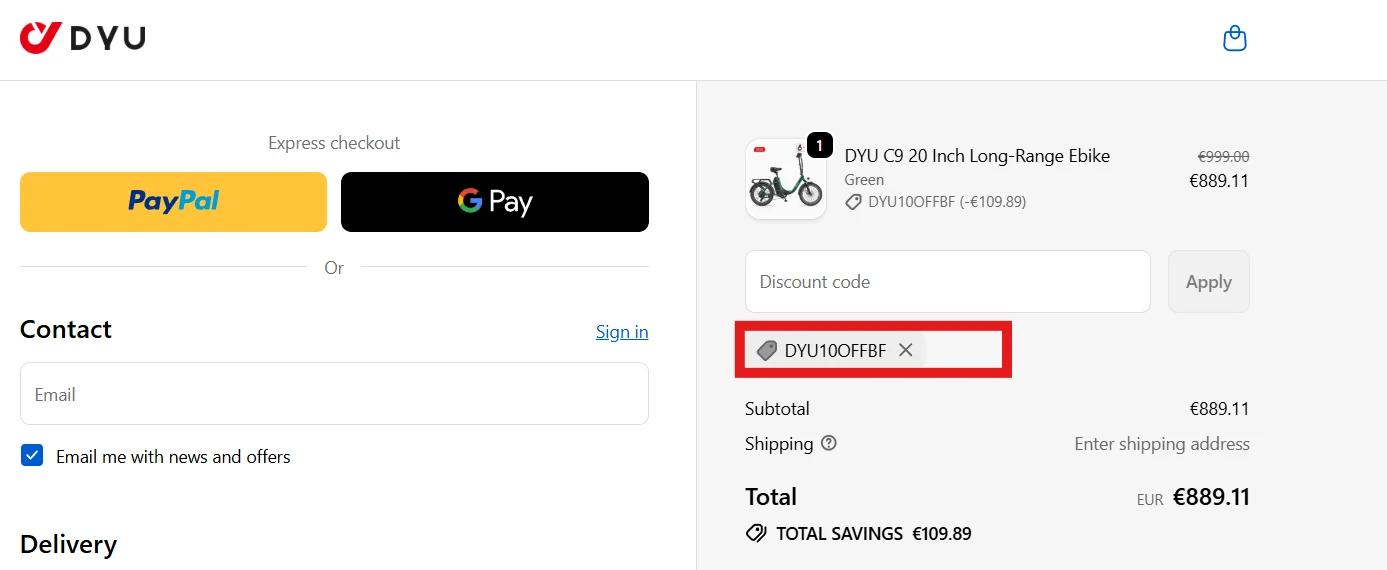 DYU discount code DYU10OFFBF verified checkout